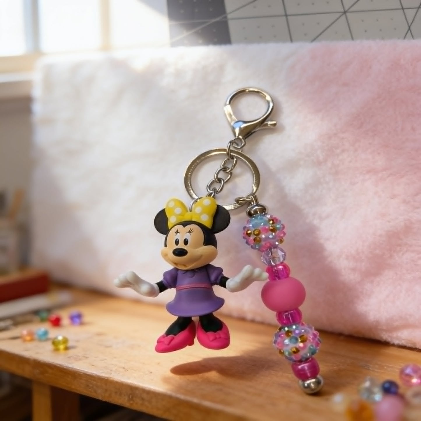 Lavender Sparkle Minnie Beaded Bag Charm