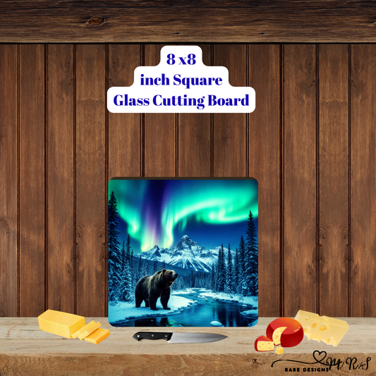 Aurora Grizzly Collection — 8×8 Tempered Glass Cutting Boards