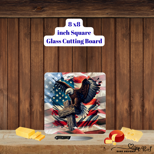 Patriotic Eagle 8x8 Glass Cutting Board