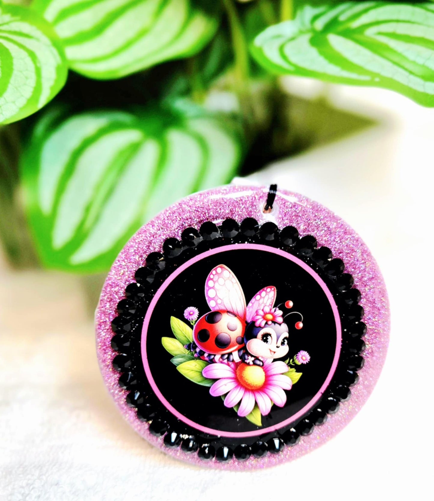 Ladybug Blossoms Car Charm & Clip Set