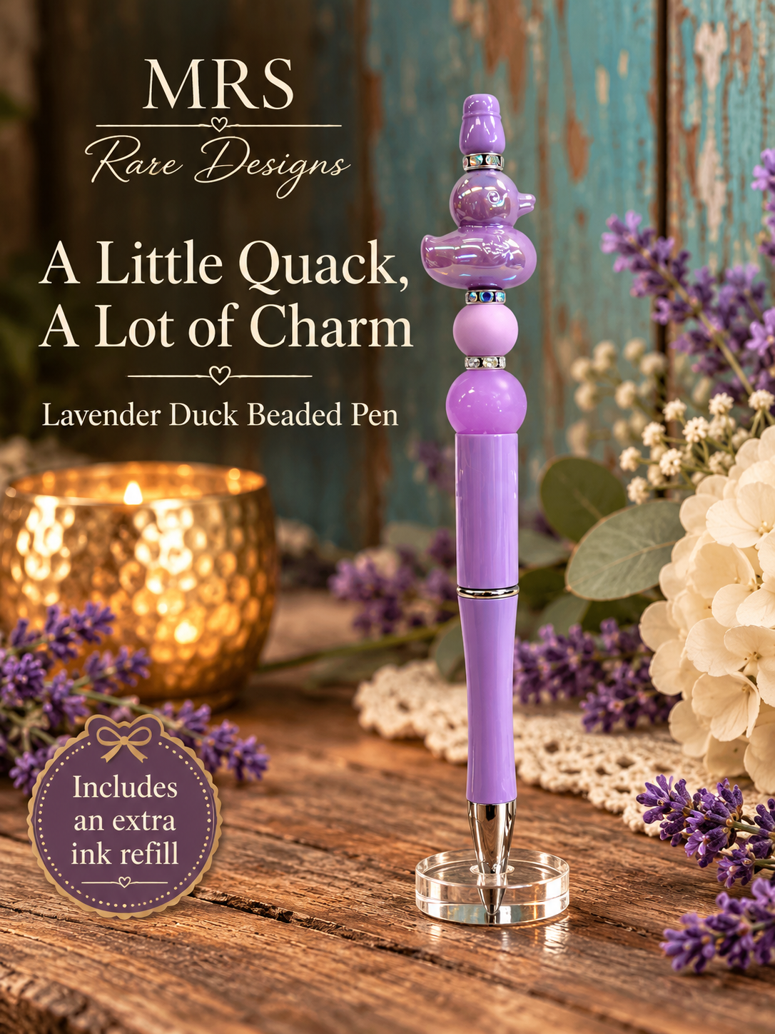 Lavender Duck Beaded Pen - A Little Quack, A Lot of Charm
