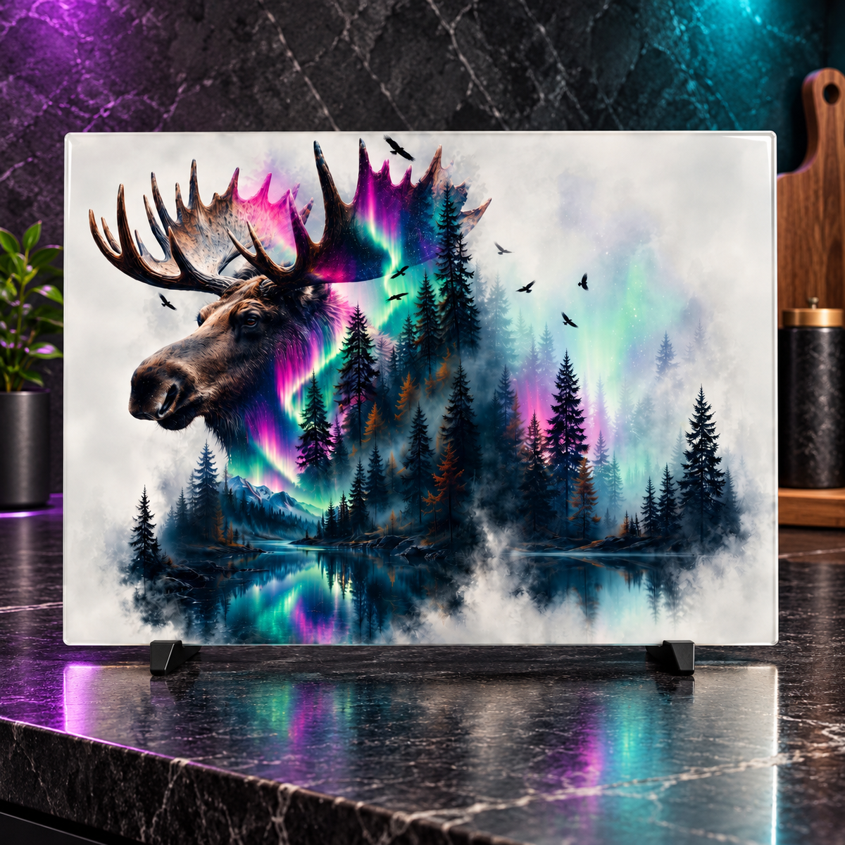 Northern Majesty Moose Glass Cutting Board