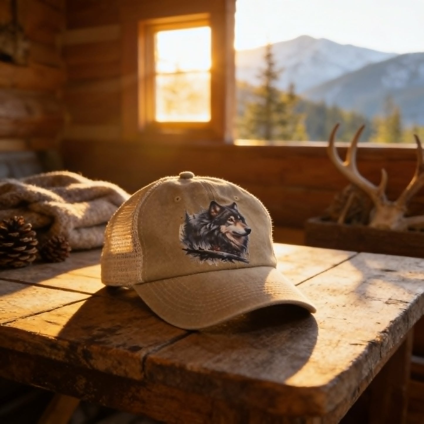 Lone Wolf Vintage Distressed Trucker Cap