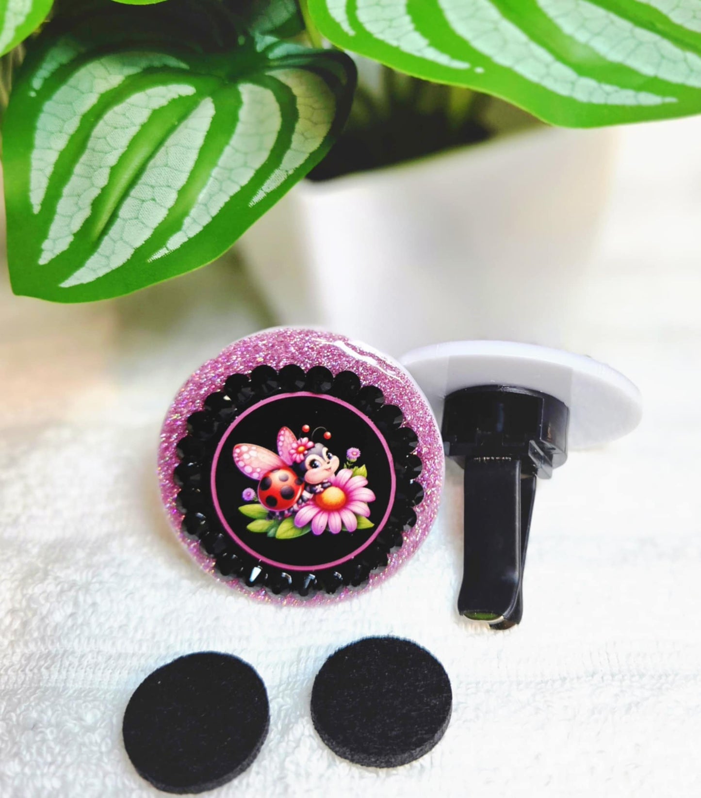 Ladybug Blossoms Car Charm & Clip Set
