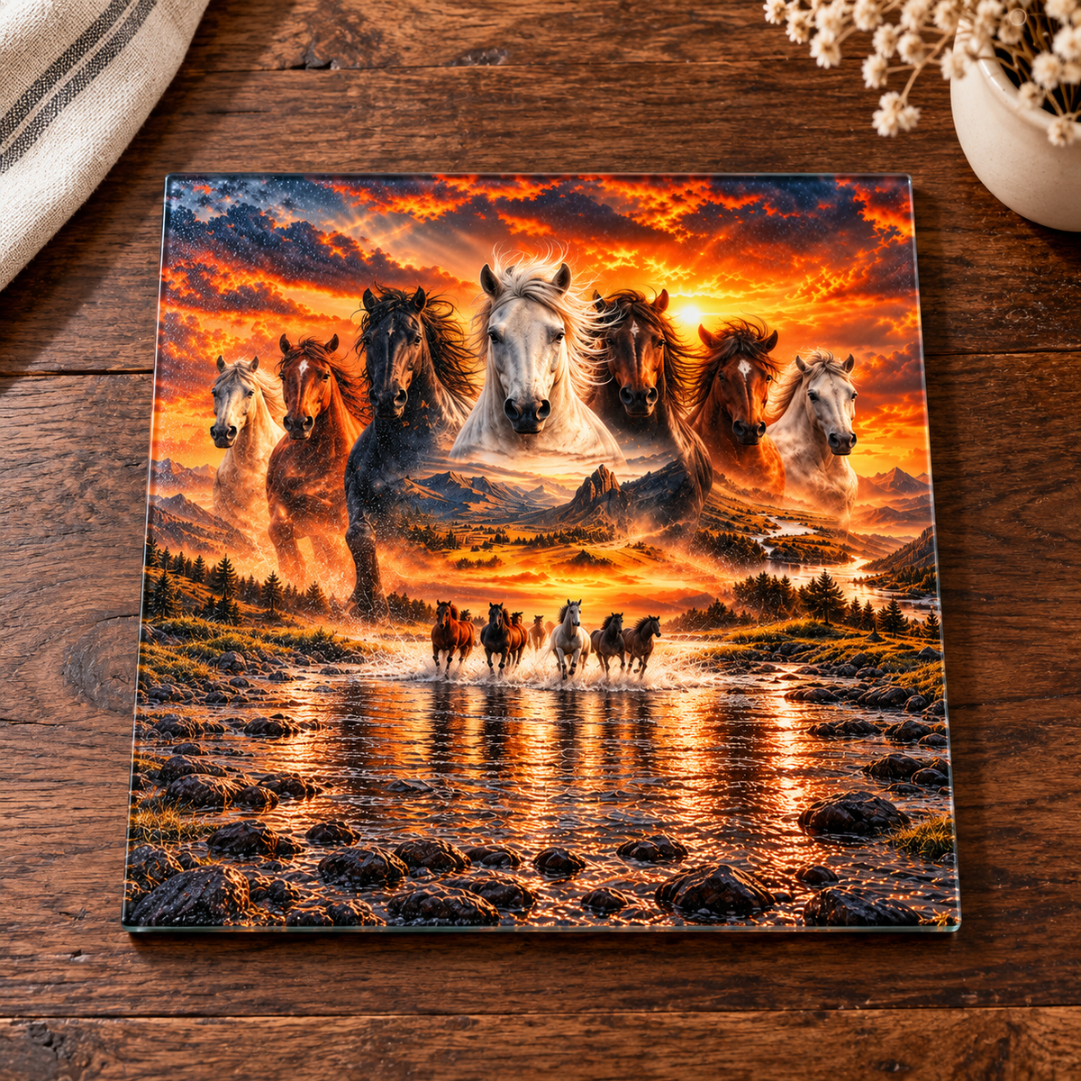 Wild & Free 9-inch Square Glass Cutting Board