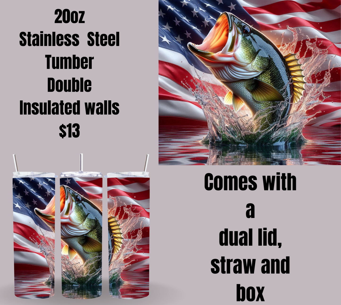 Patriotic Bass Fishing Tumblers