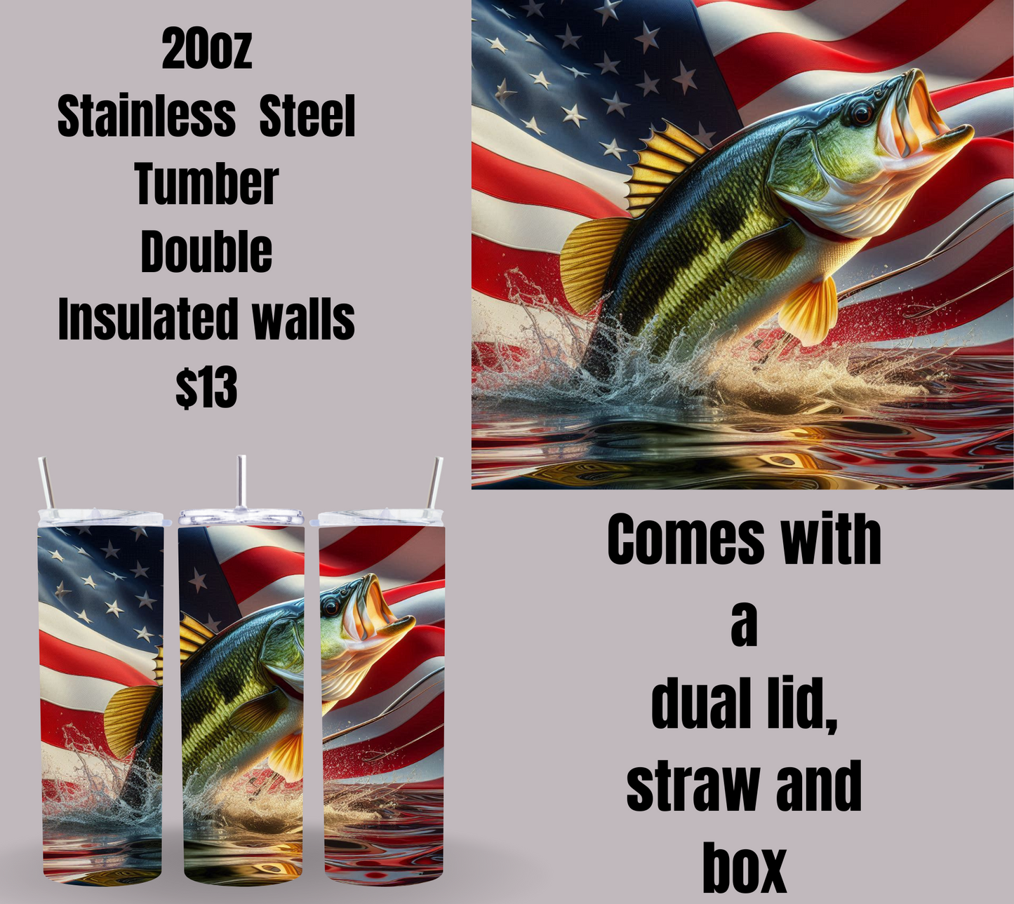 Patriotic Bass Fishing Tumblers