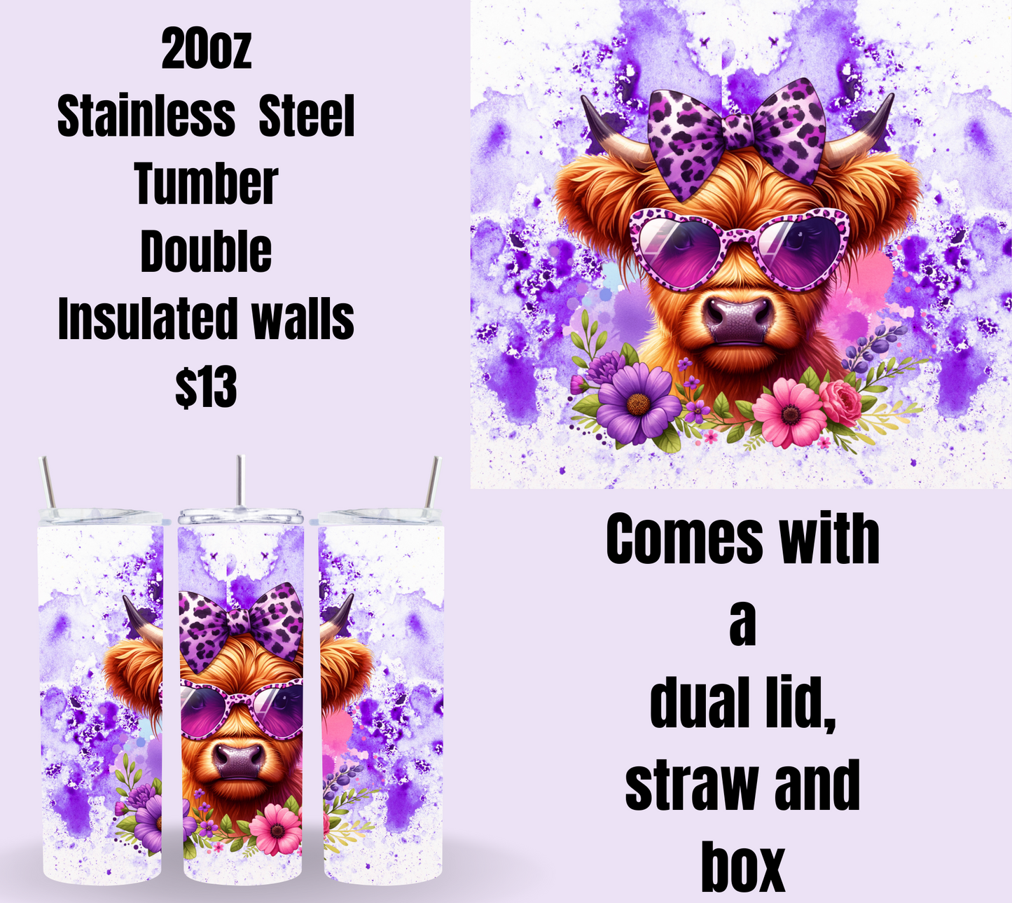 Highland Cow Stainless Steel Tumblers