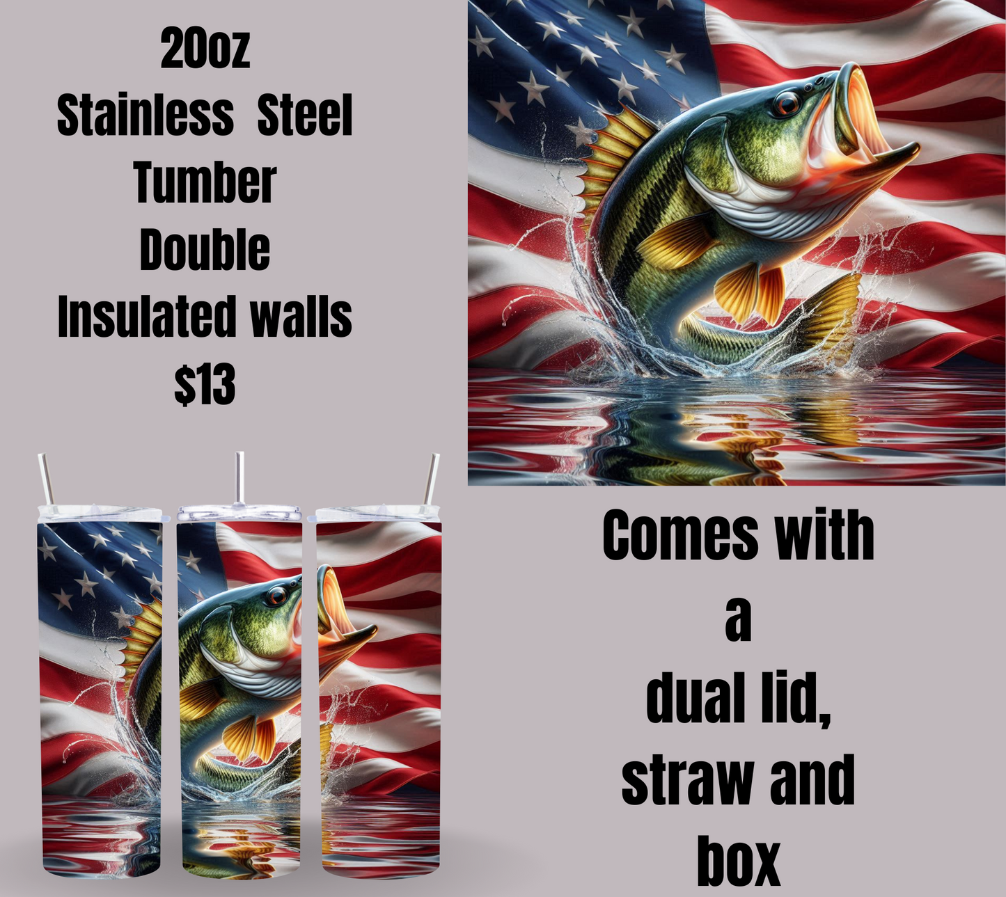 Patriotic Bass Fishing Tumblers