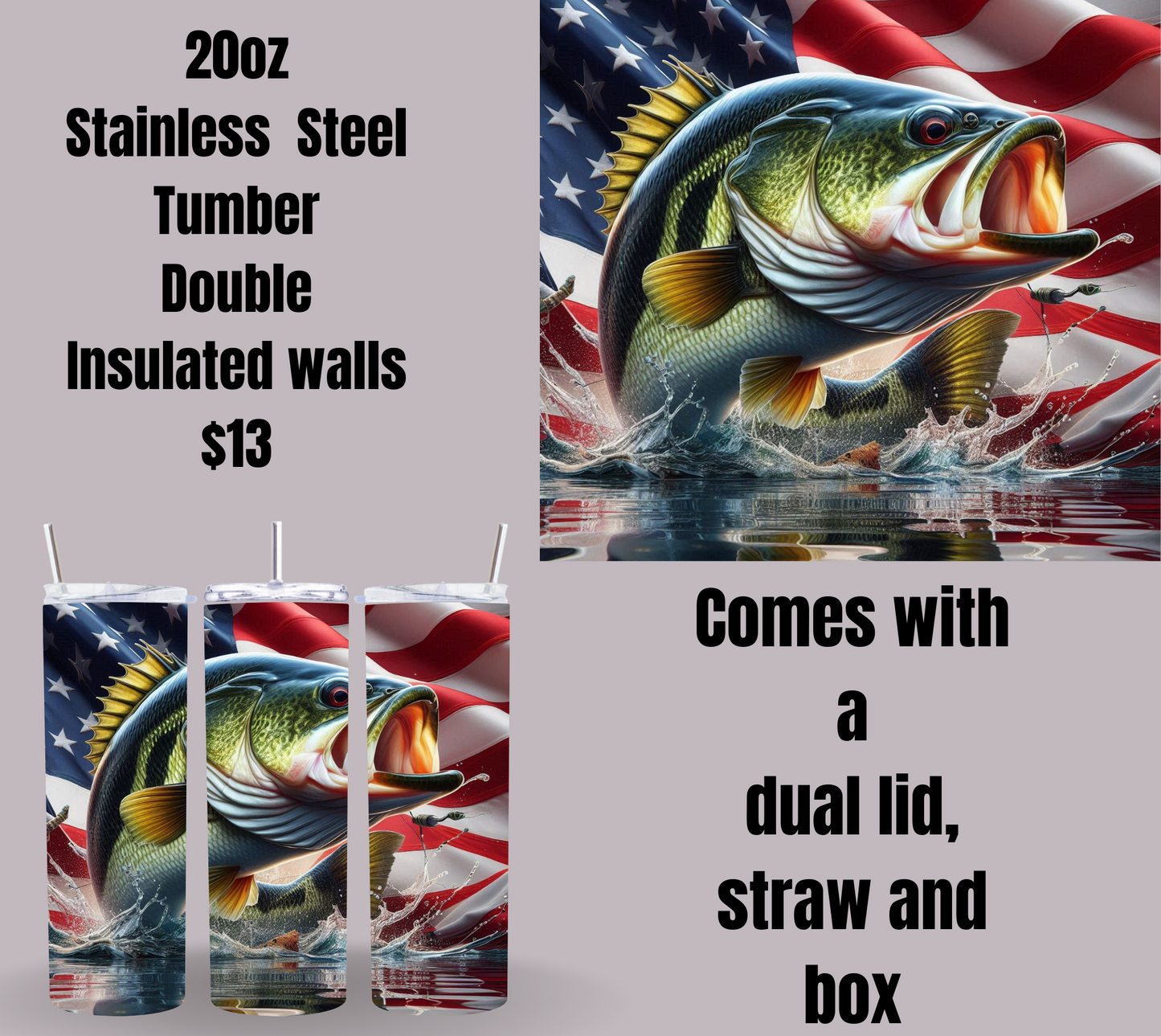 Patriotic Bass Fishing Tumblers