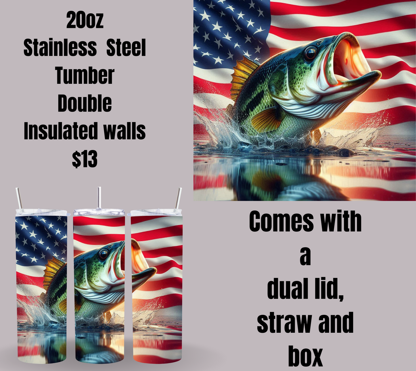 Patriotic Bass Fishing Tumblers