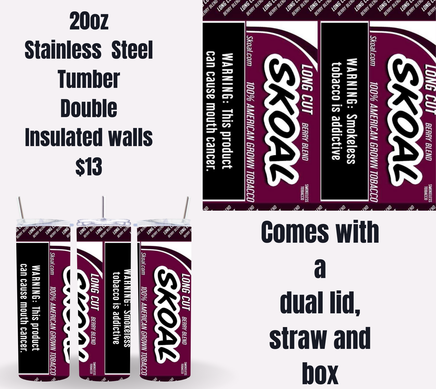 Skoal-Themed 20oz Stainless Steel Tumbler