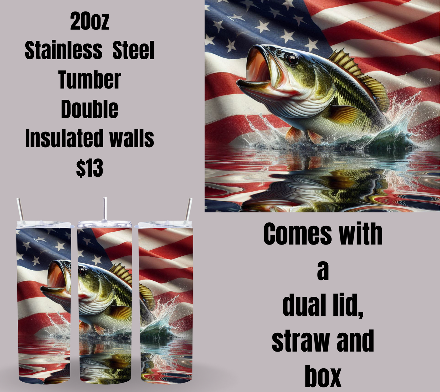 Patriotic Bass Fishing Tumblers