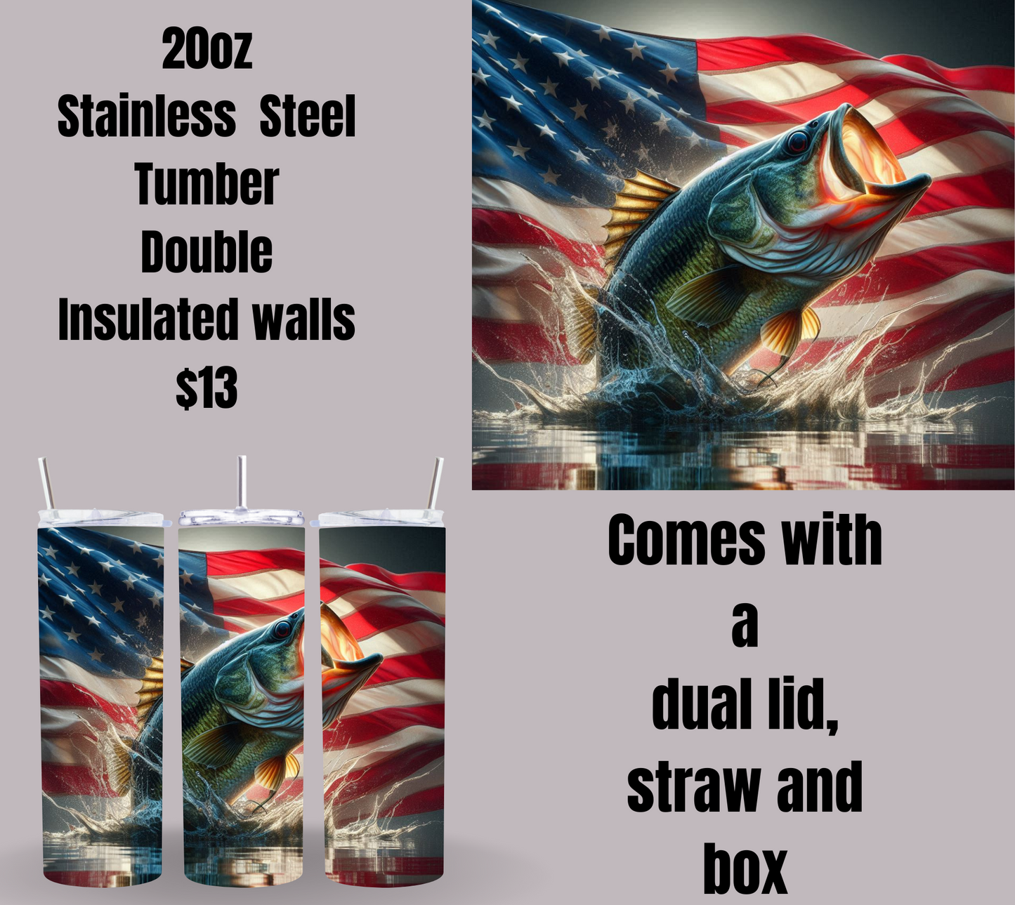 Patriotic Bass Fishing Tumblers