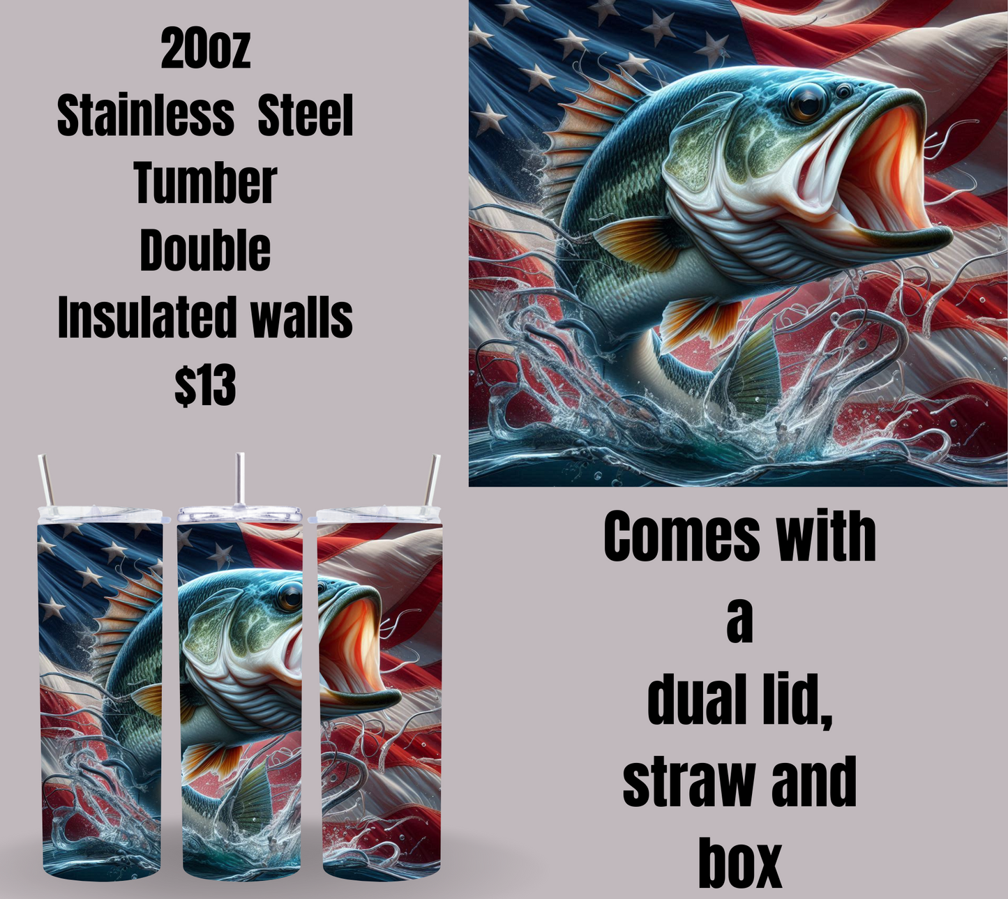 Patriotic Bass Fishing Tumblers