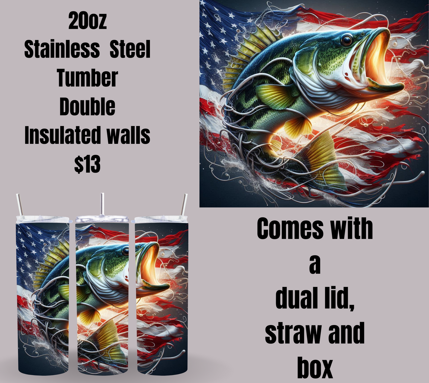 Patriotic Bass Fishing Tumblers