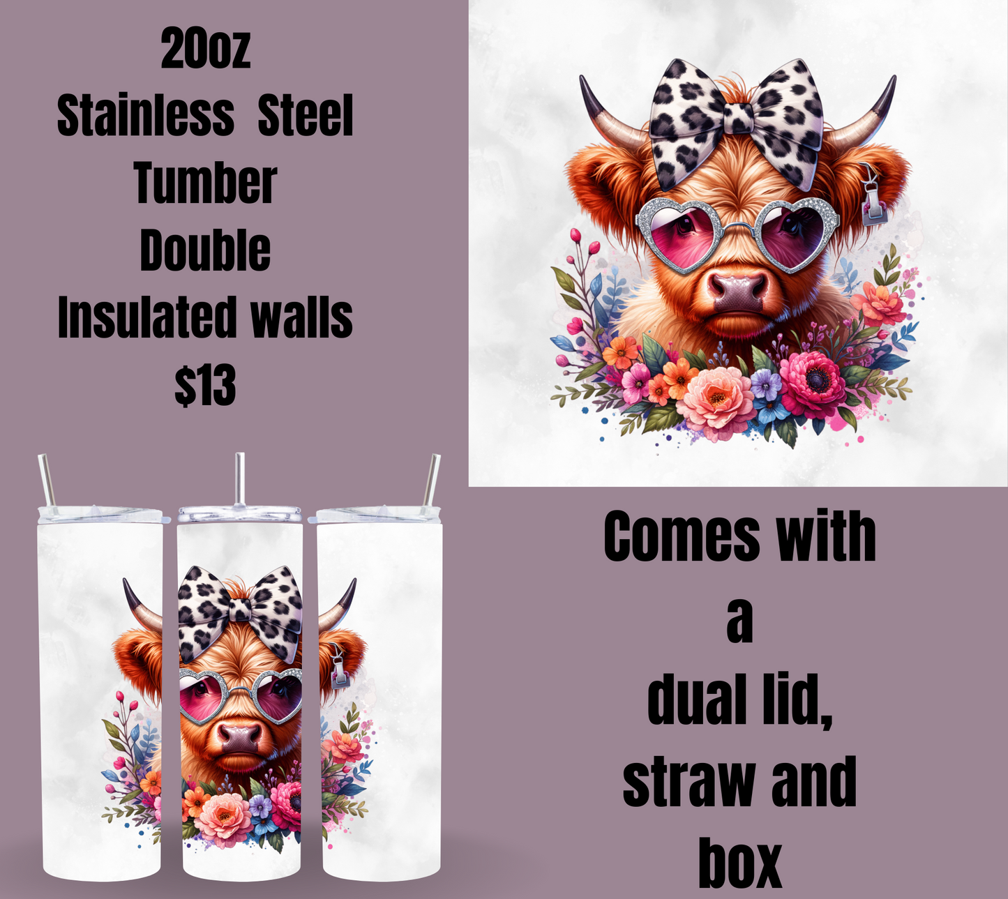 Highland Cow Stainless Steel Tumblers