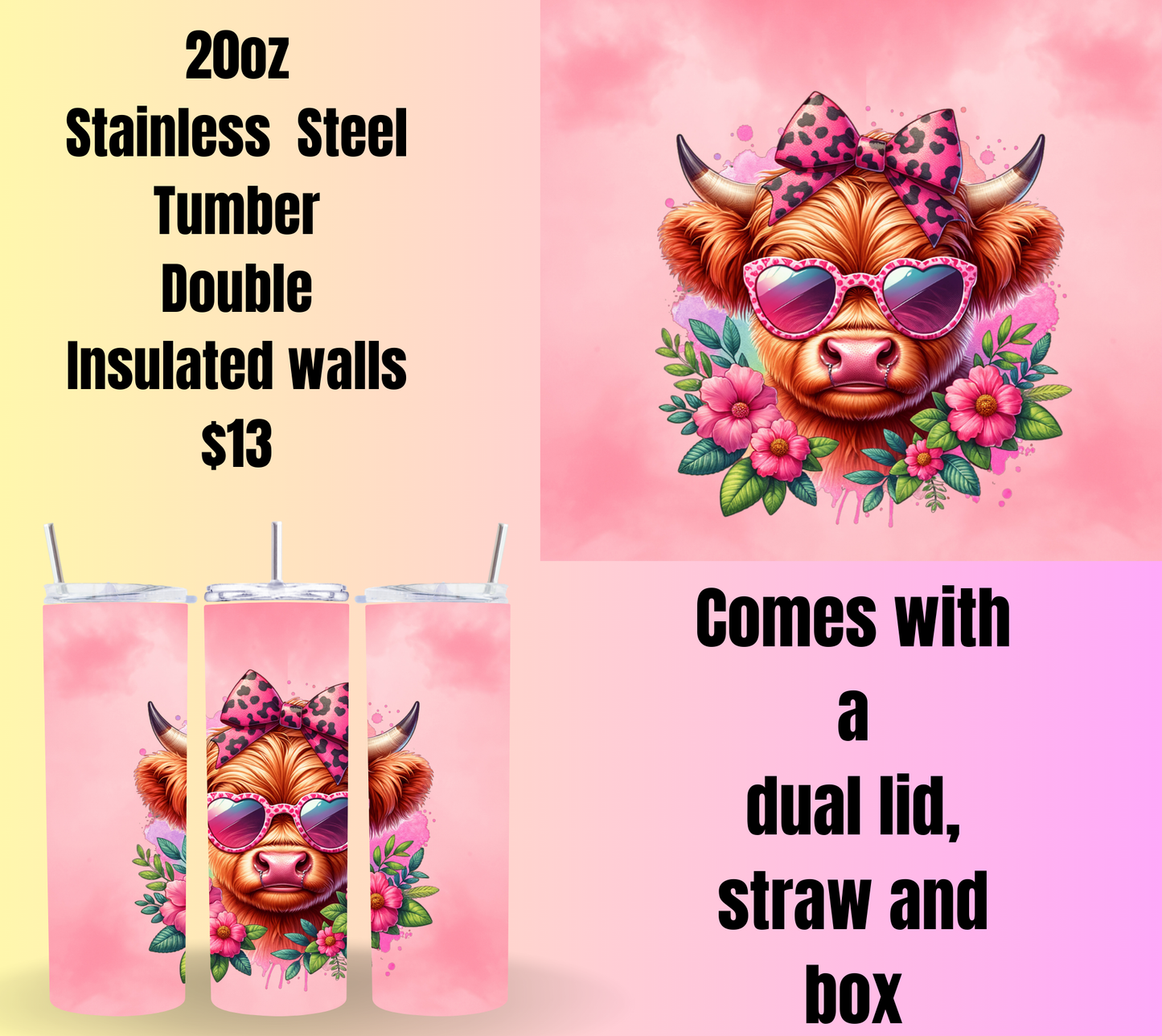 Highland Cow Stainless Steel Tumblers