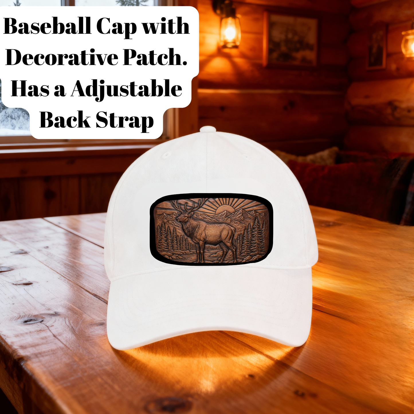 Wild Elk Forest Patch Baseball Cap – Adjustable Back Strap