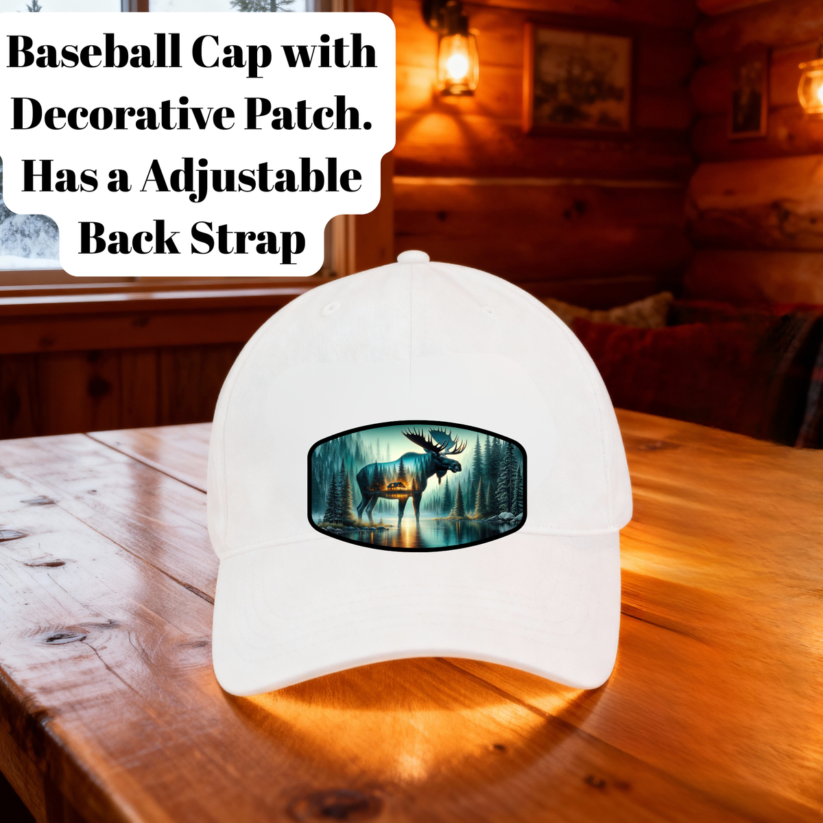 Rustic Fitted Hat Rustic Moose Cabin Baseball Cap Collection – Adjustable Wool Blend Hat ...