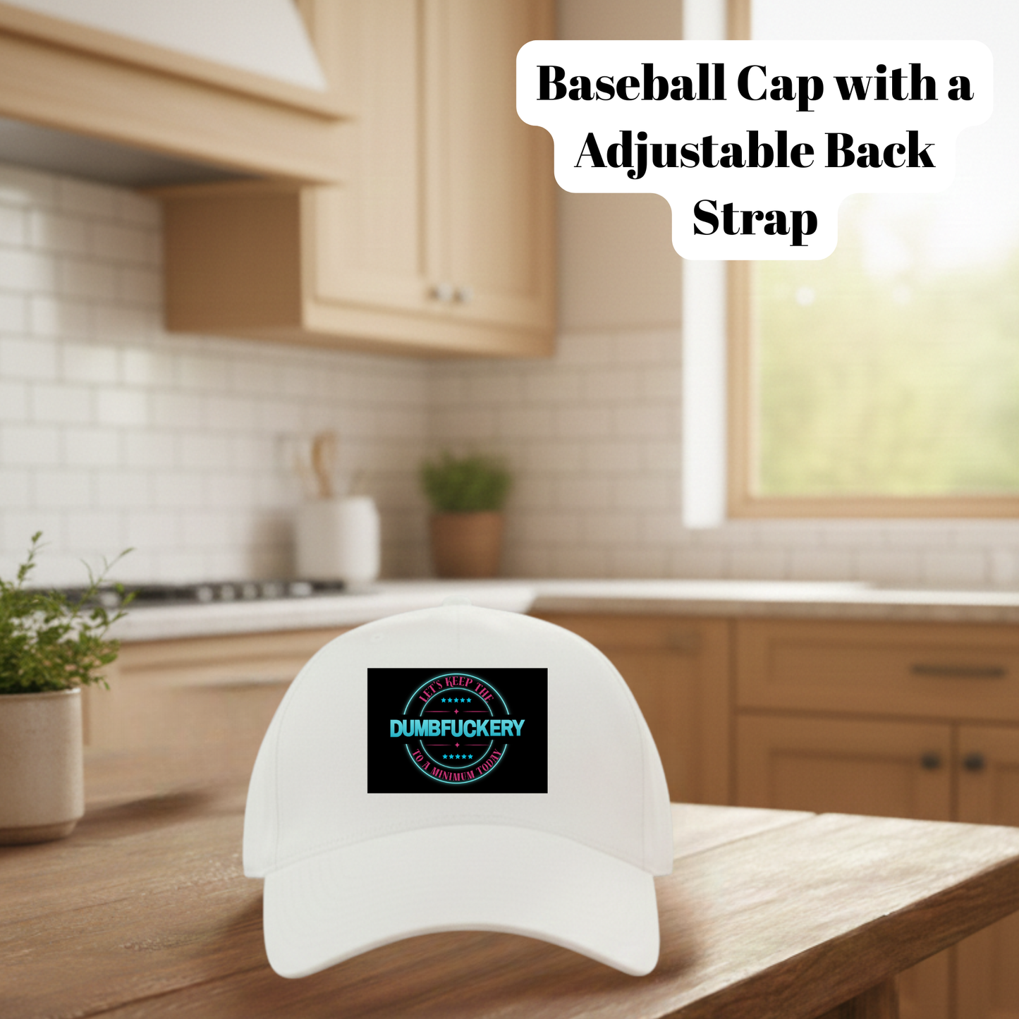 Dumbfuckery Adjustable Baseball Cap – Classic White Hat with Bold Humor Patch