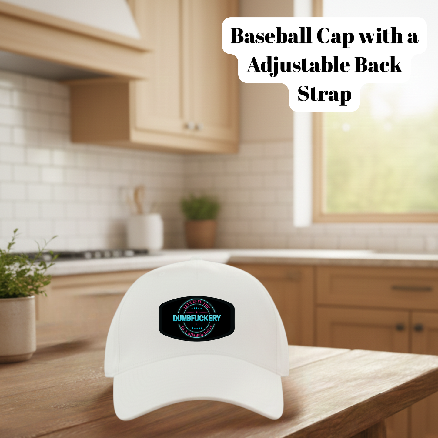 Dumbfuckery Adjustable Baseball Cap – Classic White Hat with Bold Humor Patch