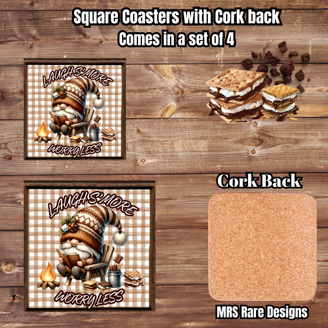 Laugh S’more, Worry Less — Campfire Gnome Kitchen & Coffee Set