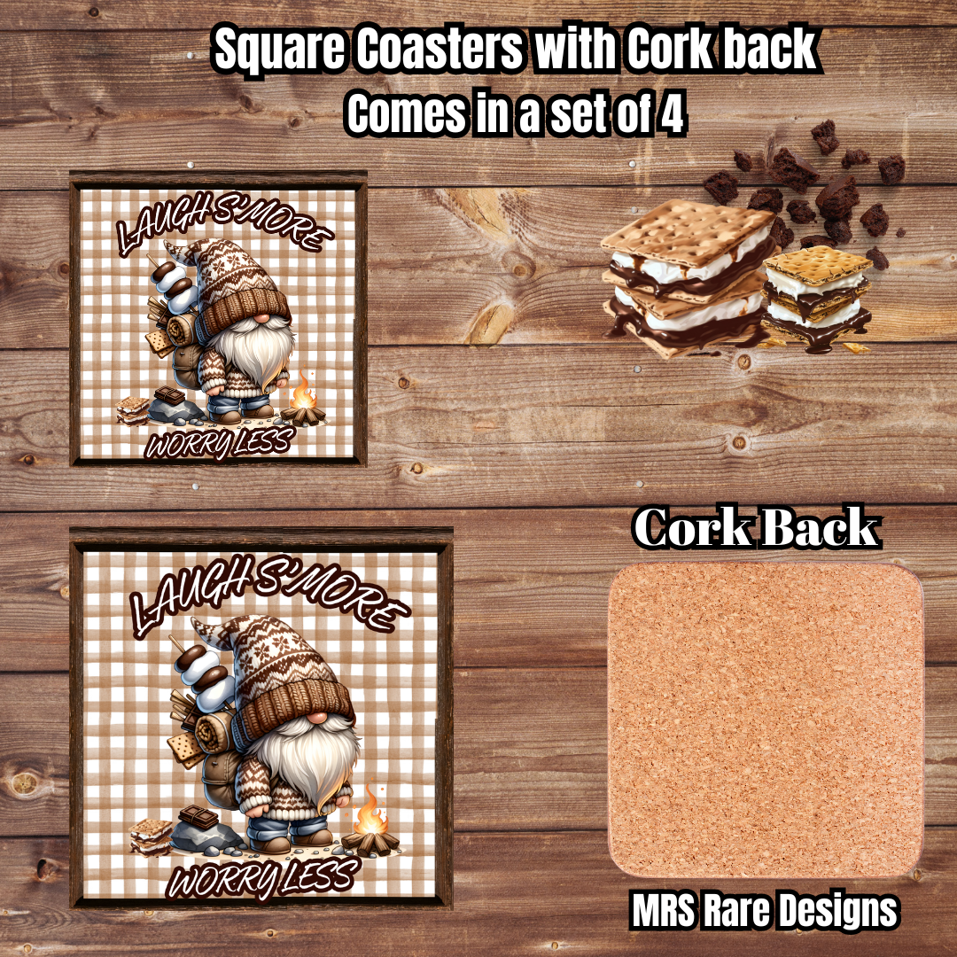 Laugh S’more, Worry Less — Toasty Campfire Gnome Kitchen & Coffee Set