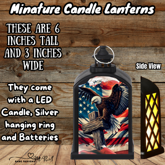 Patriotic Eagle Miniature Candle Lantern – LED Flag Lantern Décor