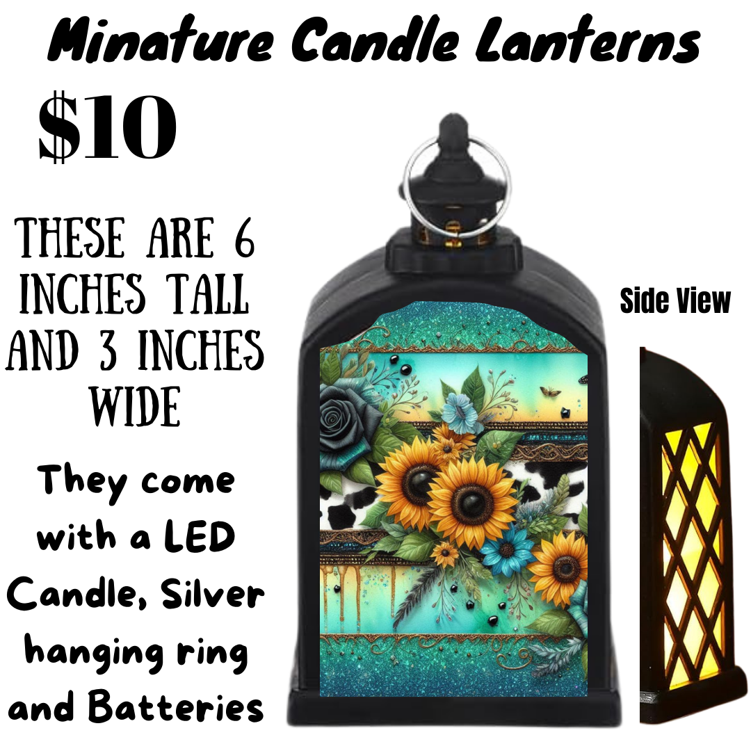 Sunflower and Cow Print Miniature Candle Lantern