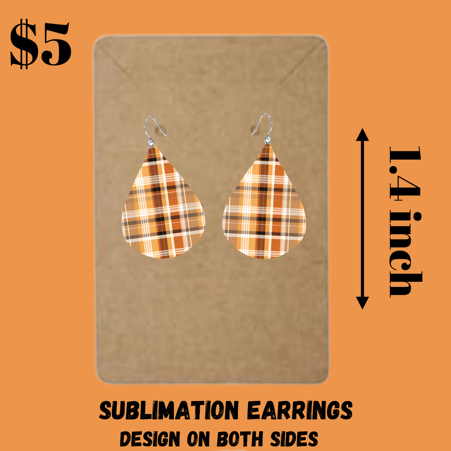 Autumn Plaid & Leaves Sublimation Earrings Collection