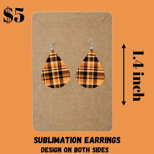 Autumn Plaid & Leaves Sublimation Earrings Collection