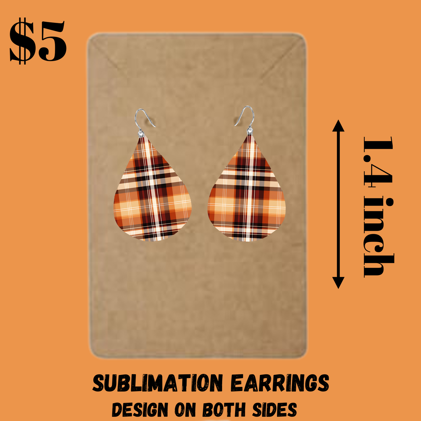 Autumn Plaid & Leaves Sublimation Earrings Collection