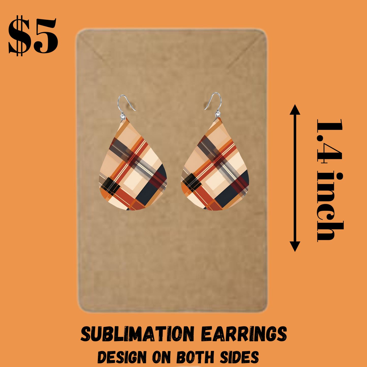 Autumn Plaid & Leaves Sublimation Earrings Collection