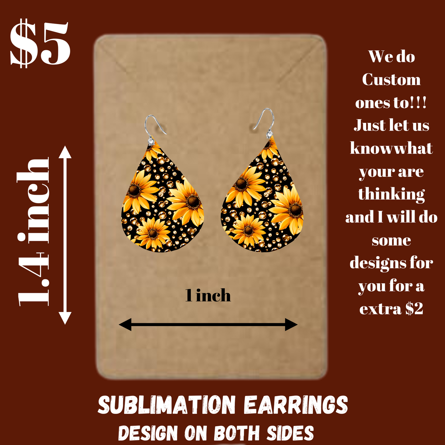 Golden Sunflower Teardrop Earrings