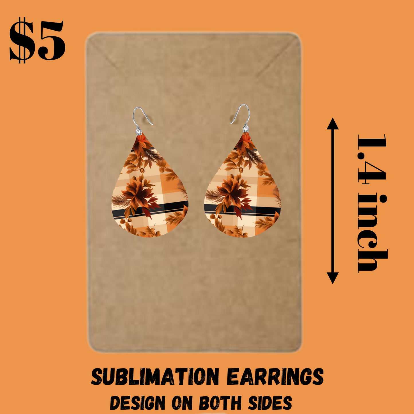 Autumn Plaid & Leaves Sublimation Earrings Collection