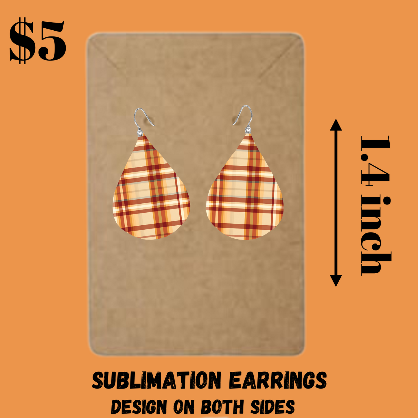 Autumn Plaid & Leaves Sublimation Earrings Collection