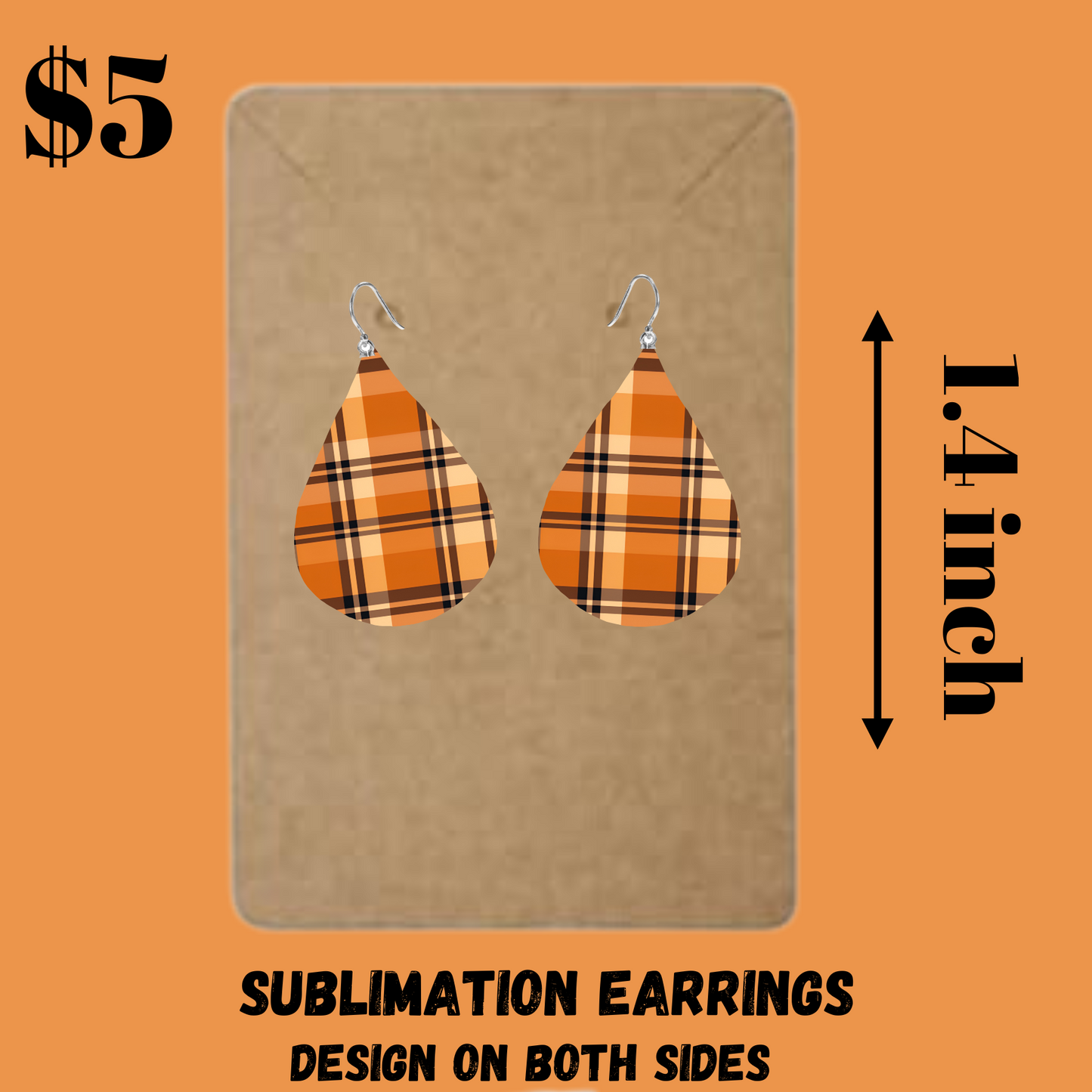 Autumn Plaid & Leaves Sublimation Earrings Collection