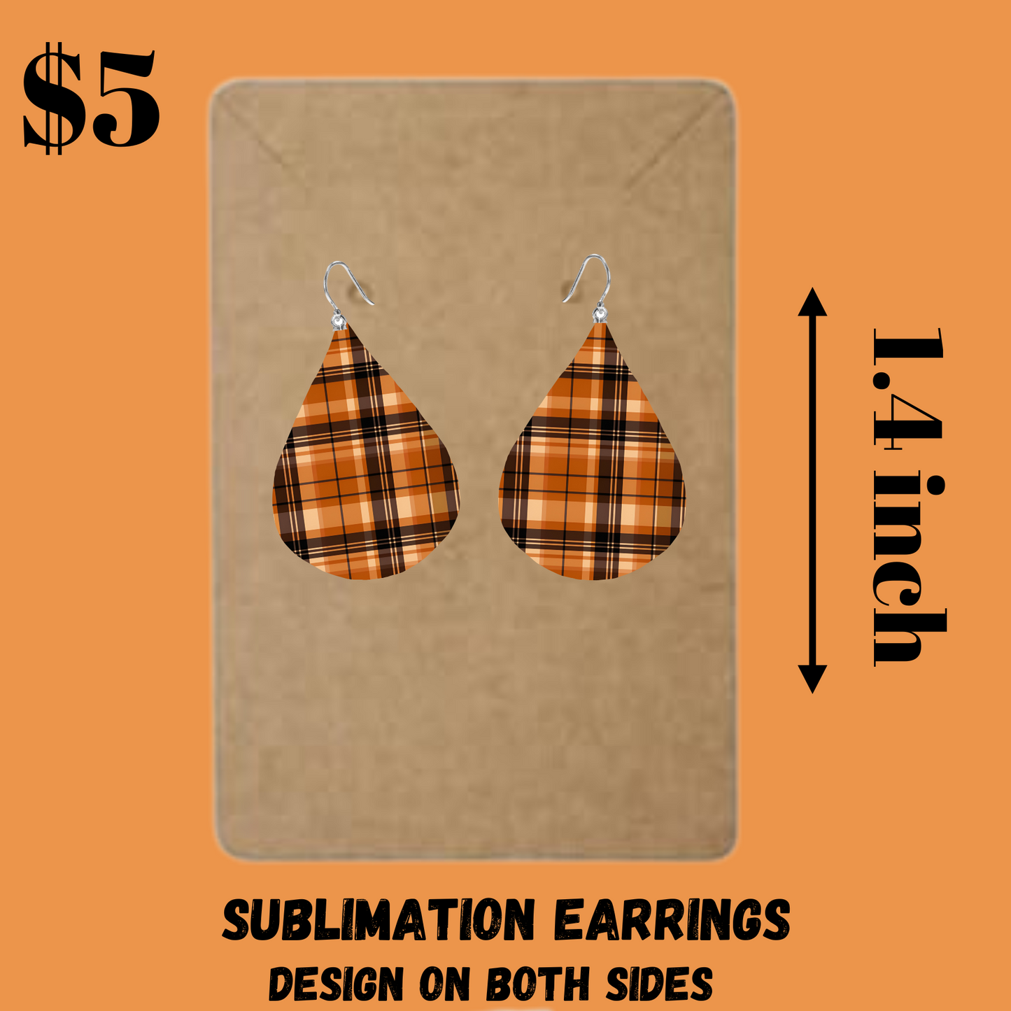 Autumn Plaid & Leaves Sublimation Earrings Collection