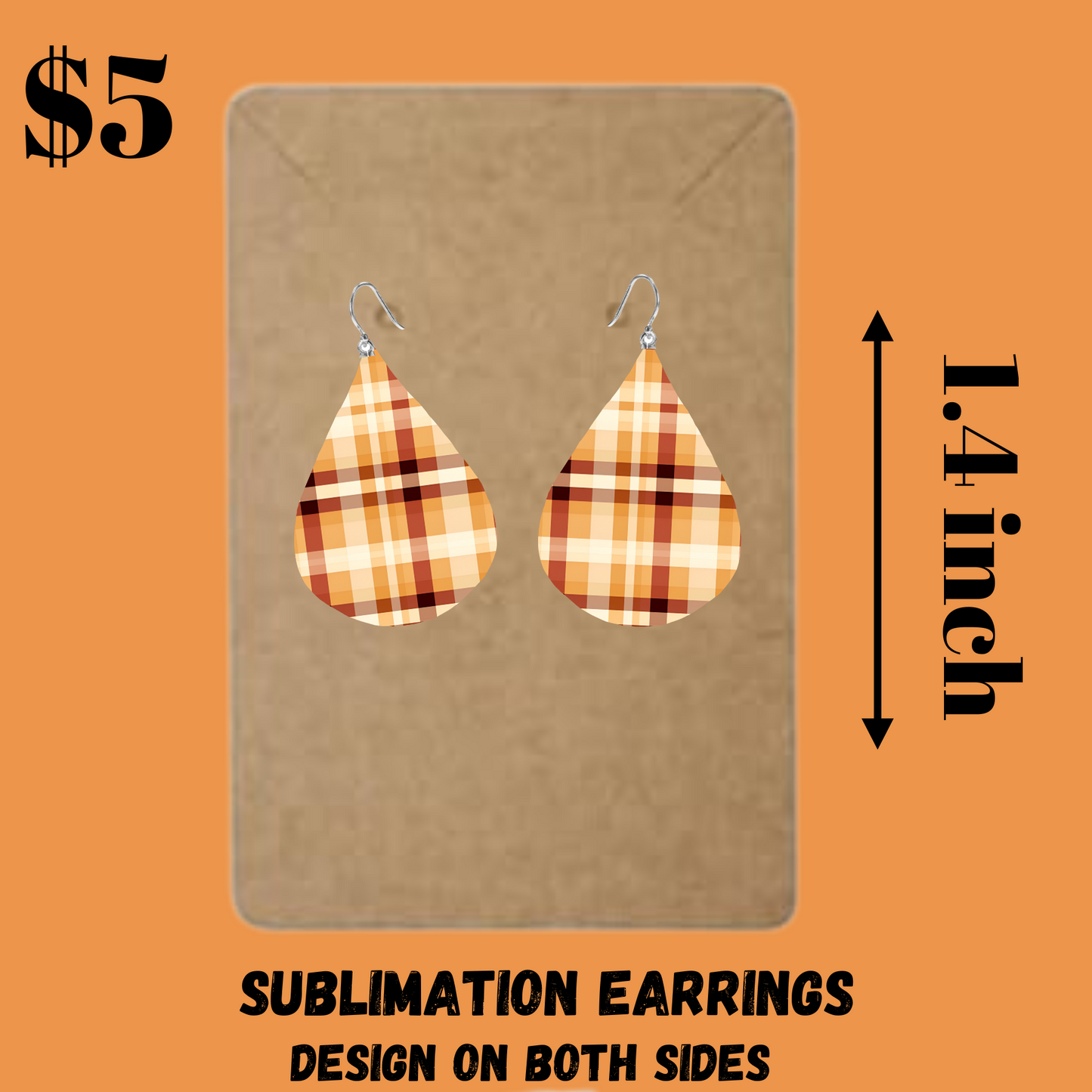 Autumn Plaid & Leaves Sublimation Earrings Collection