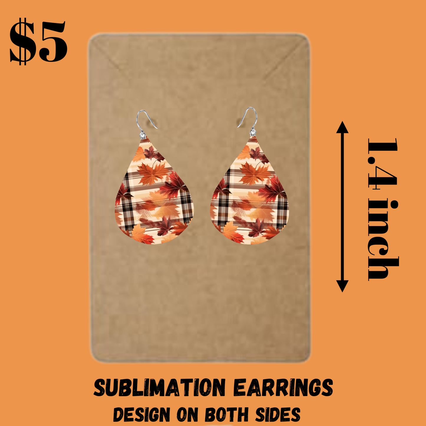 Autumn Plaid & Leaves Sublimation Earrings Collection