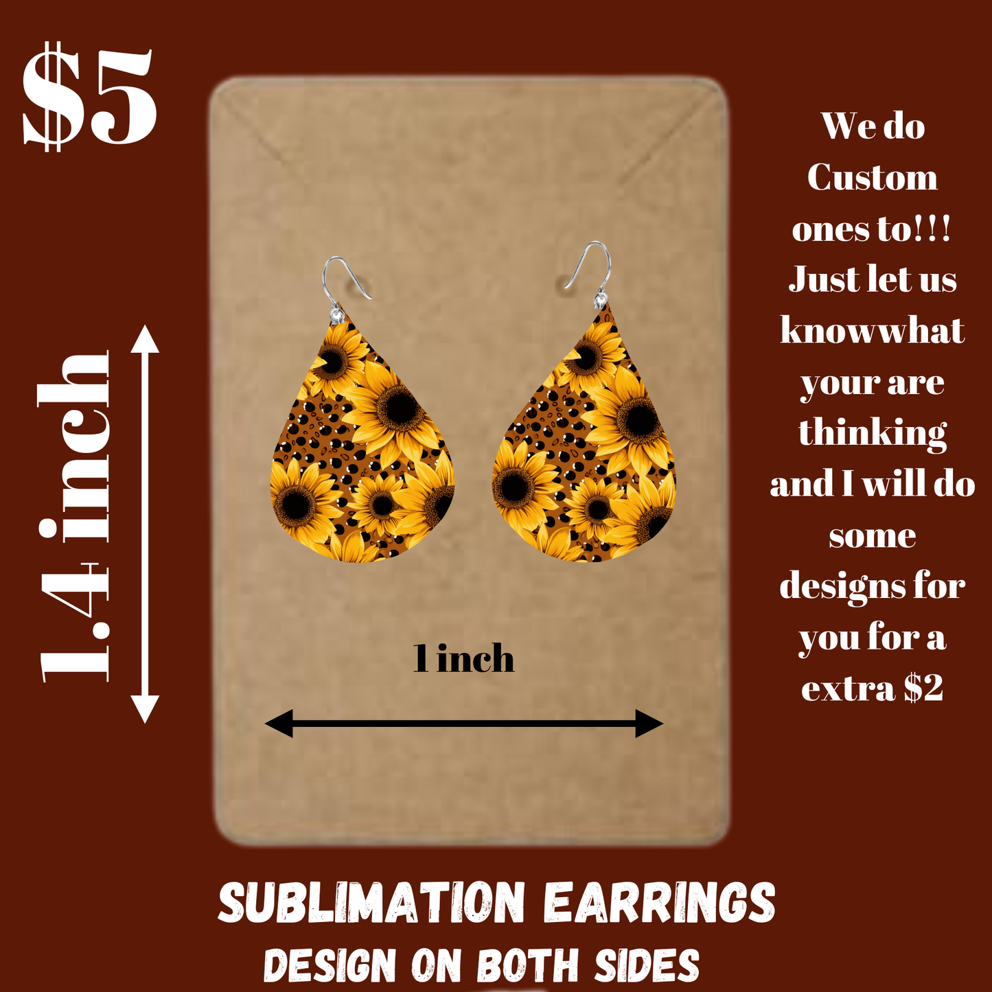 Golden Sunflower Teardrop Earrings