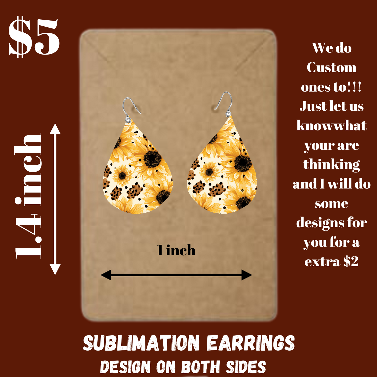 Golden Sunflower Teardrop Earrings