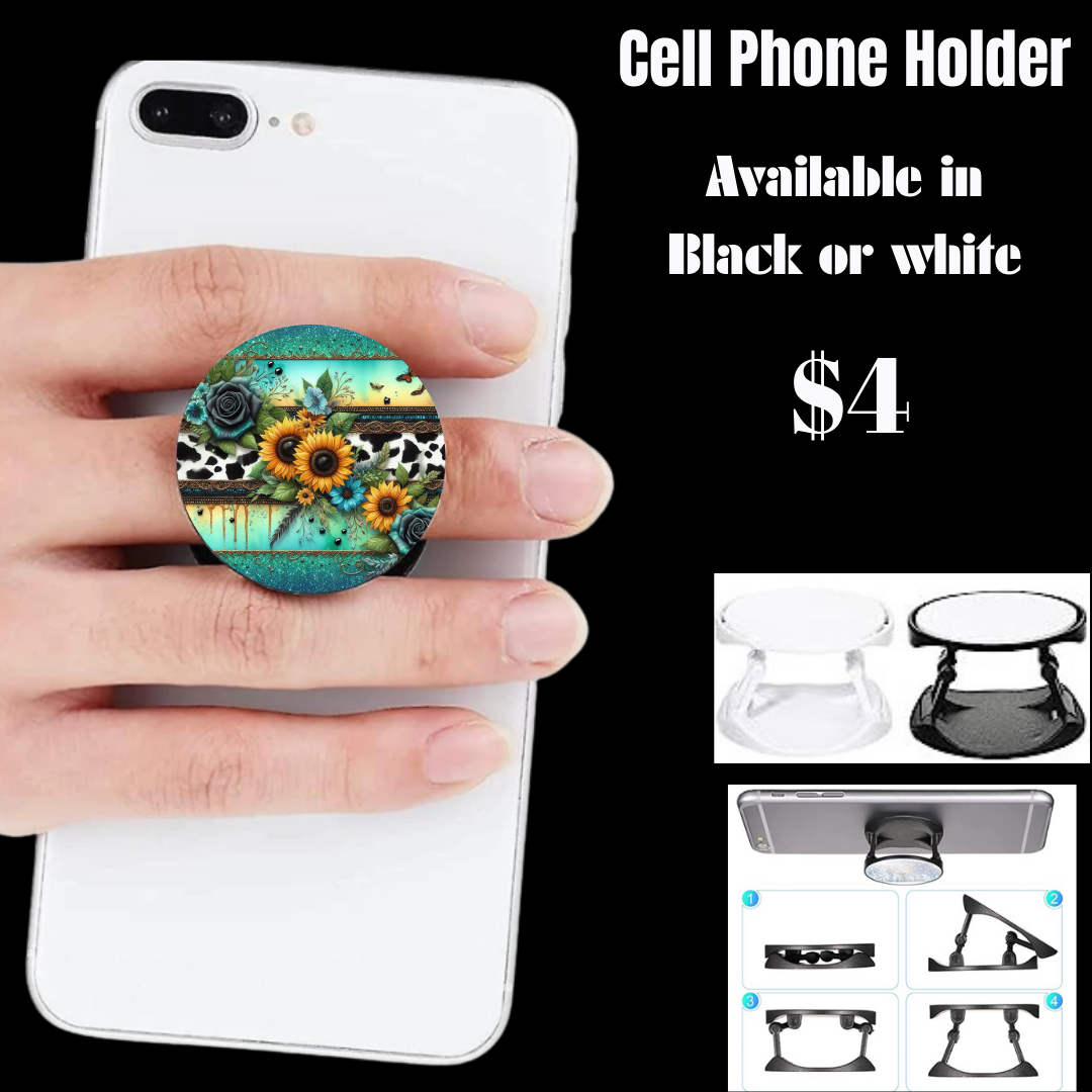 Sunflower and Cow Print Cell Phone Holder