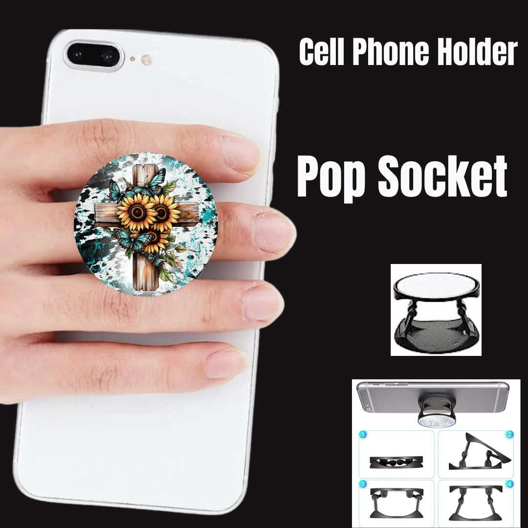 Ornate Turquoise Cross – Phone Grip & Stand