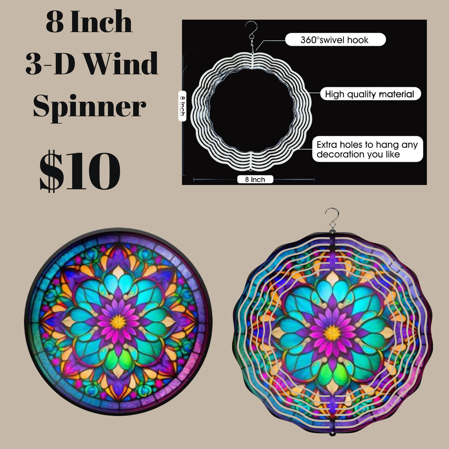 Vibrant Mandala Harmony 3D Wind Spinner