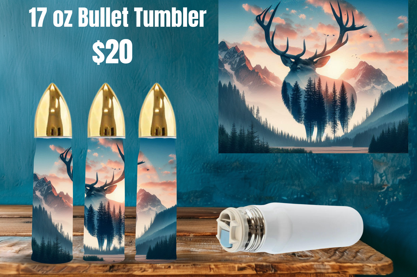 Nature-Themed 17 oz Bullet Tumblers
