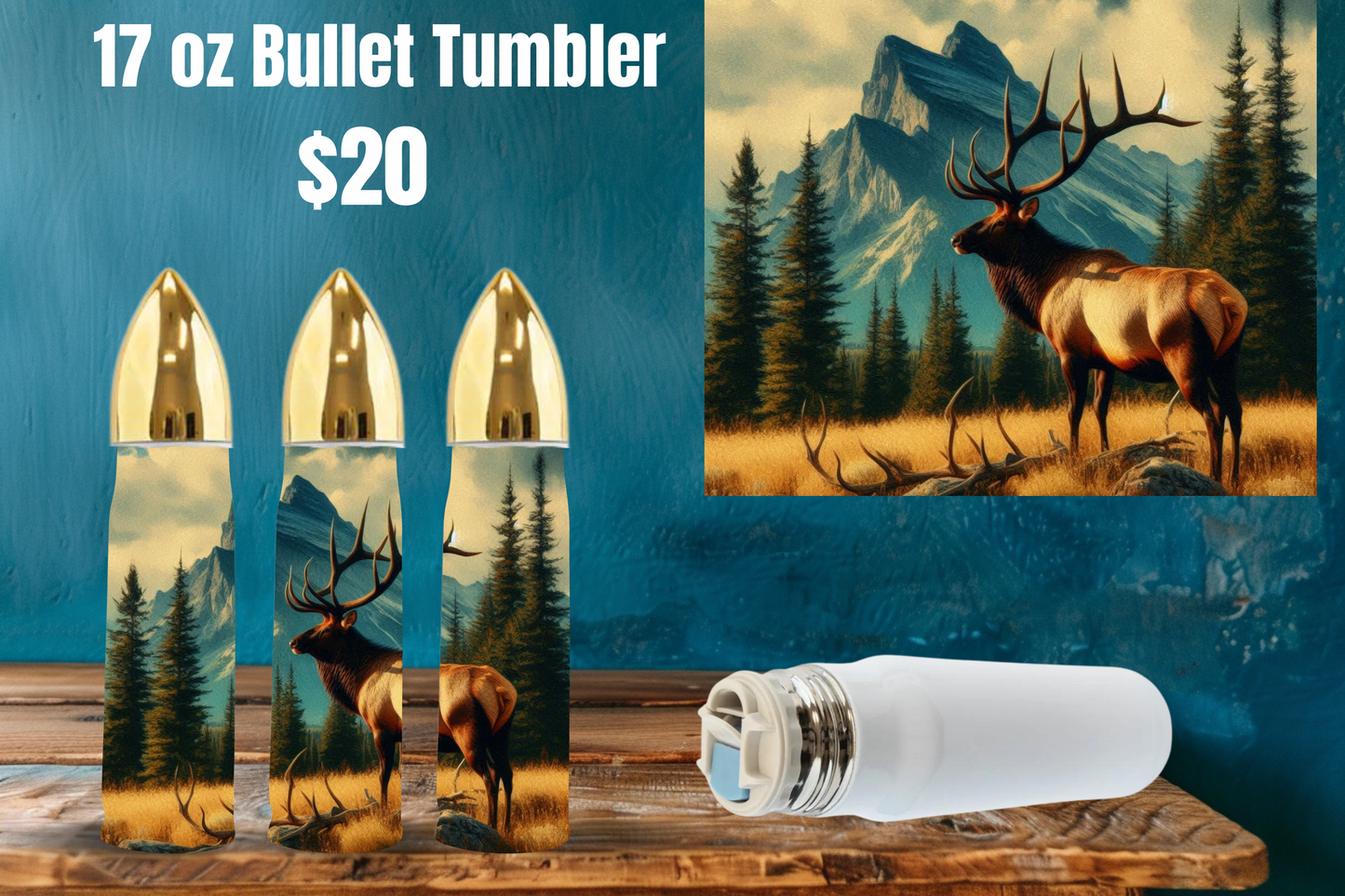 Nature-Themed 17 oz Bullet Tumblers