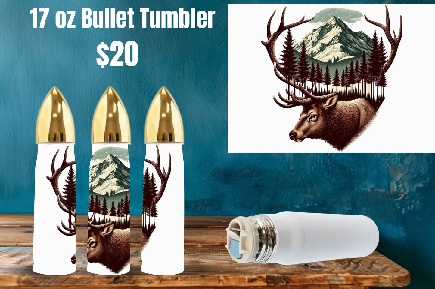 Nature-Themed 17 oz Bullet Tumblers