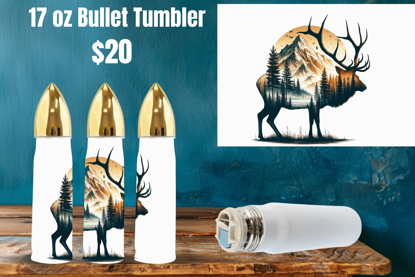 Nature-Themed 17 oz Bullet Tumblers